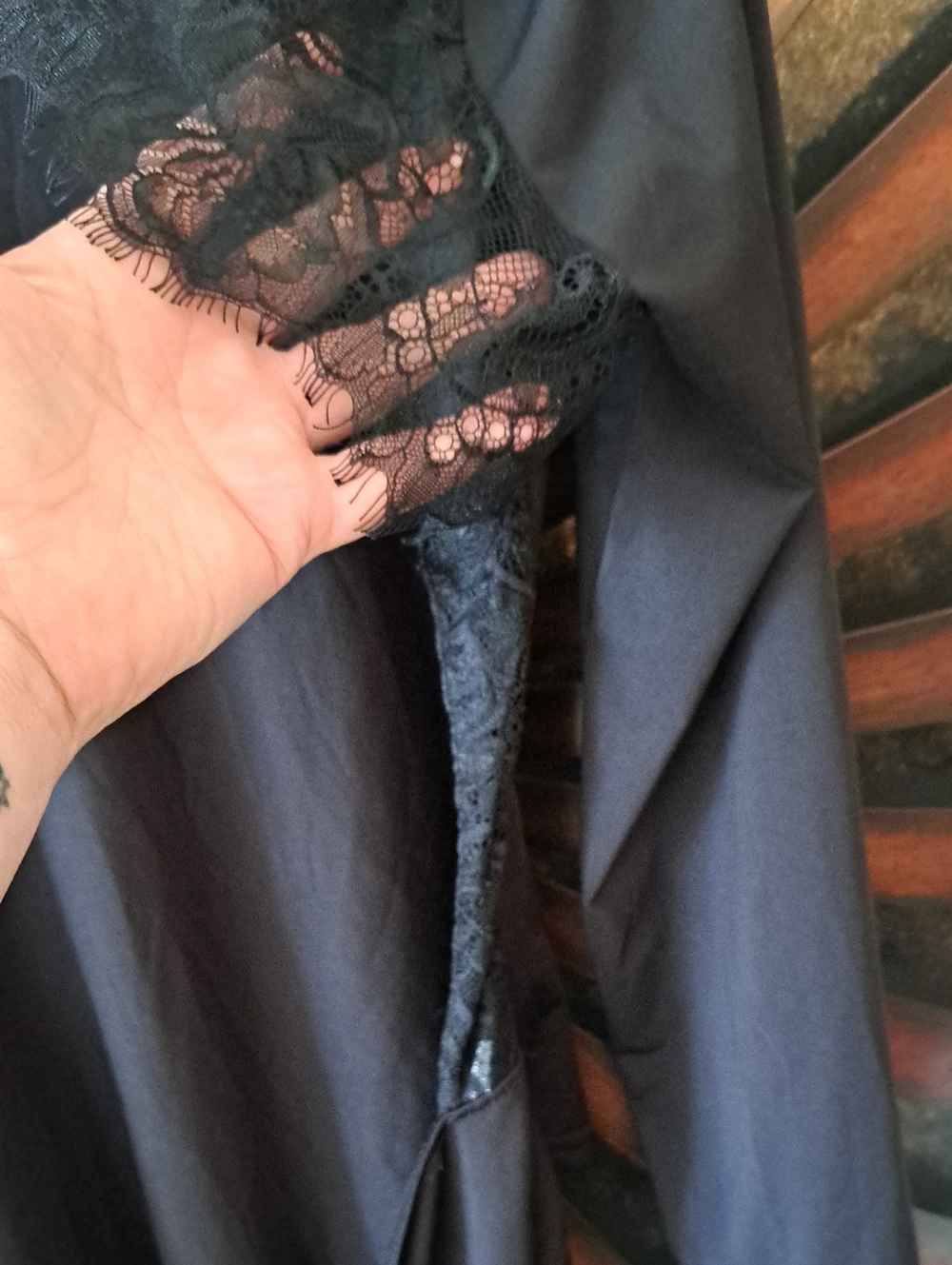 Angel Black Backless Bodysuit with Lace Trim On Back - Picture 2 of 5